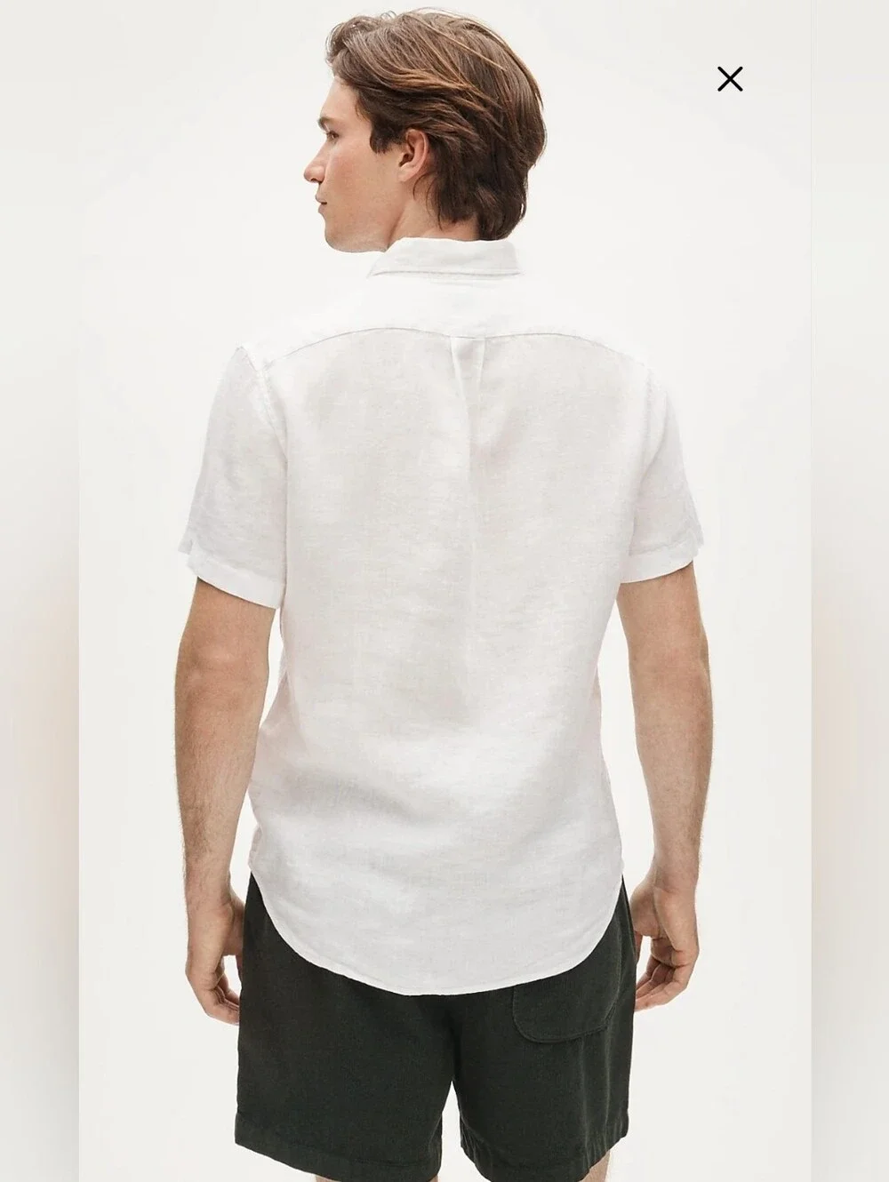 J. Crew Slim White 100% linen Short-Sleeve Button-Down Shirt. Size L